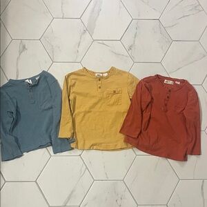 Zara Baby Long Sleeve Shirts - Teal, Mustard, Rust (Sold as Set)